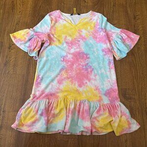 Polo Ralph Lauren tie dye rainbow terry cloth coverup dress XL